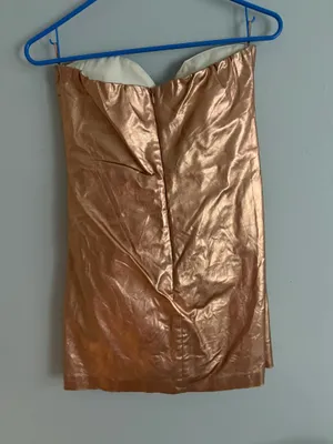 Gold ZARA Mini Dress Metallic Strapless thumbnail 2