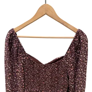 LUSH Boho Smocked Sweetheart Milkmaid Dress in Brown Berry Floral thumbnail 9