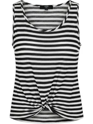 Coin 1804 Los Angeles Striped Front Knot Tank Top Black White‎ Large thumbnail 1
