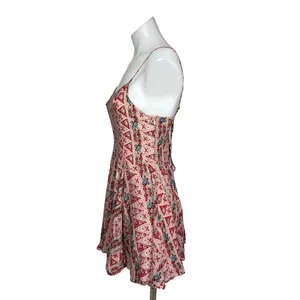 Altar'd State Pink Red Sleeveless V-Neck Floral Fit & Flare Mini Dress Size M thumbnail 2