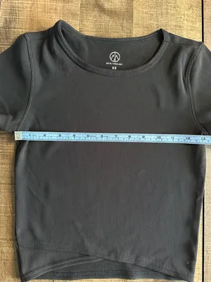 Move Theology Ribbed Black Active Crop Top Women's XS Short Sleeve Stretch Tee thumbnail 7