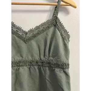 ⁠Converse One Star Sage Green Linen Blend Lace Trim Mini Dress Medium Y2K thumbnail 8