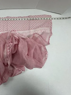 Pink and White Lightweight Puree Cotton Patterned Shawl‎ or Scarf - 97" x 32". thumbnail 6