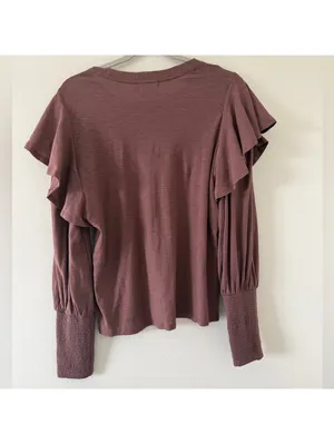 NationLTD Reva Victorian Inspired Statement Sleeve Minimalistic Cotton Tee Large thumbnail 5