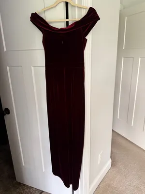 BHLDN Velvet Edison Off-Shoulder Dress‎ Deep Red Wine thumbnail 5