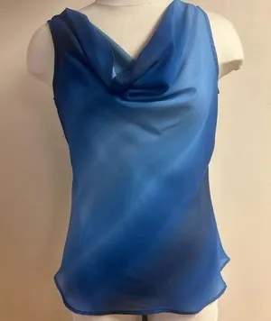 Fashion Bug Vintage Y2K Blue Ombre Cowl Neck Sleeveless Blouse Made in USA size M thumbnail 1