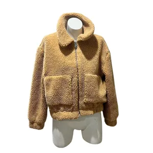 Urban Outfitters Women's Teddy Jacket Brown Zip Up Size S Standard thumbnail 4
