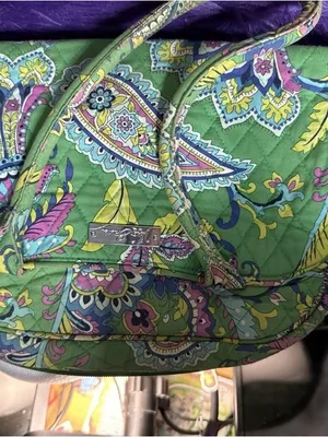 Vera Bradley Emerald Floweral Paisley Bowler Bag/Purse thumbnail 2