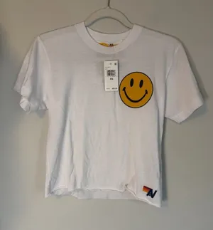 Aviator Nation Smiley Tee Short Sleeve T-shirt Yellow White Size XS $83 thumbnail 1