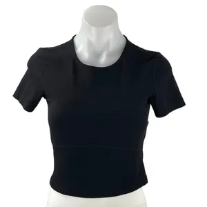 Aritzia TNA Action Women's Black Crewneck Short Sleeve Crop Tee T-shirt Top Sz S thumbnail 1
