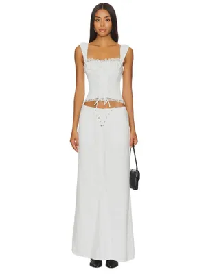 LIONESS Palmer Corset in Porcelain White Small New Womens Sleeveless Tank Top thumbnail 4