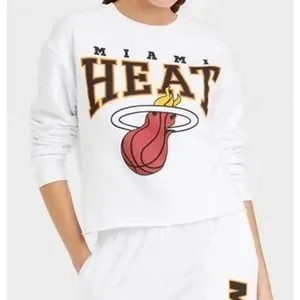 Hybrid Apparel NBA‎ Miami Heat White Cropped Crewneck Sweatshirt Women's Size 1X thumbnail 4
