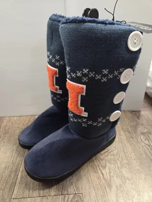 Campus Footnotes NWT Illinois Fighting Illini Boots Navy Tall Sweater 9/10 thumbnail 1