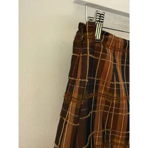 Worth Brown Plaid Pleated Mini Skirt Textured Frayed Grid Academic Aesthetic 6 thumbnail 3