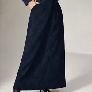 Elegant Navy Blue Maxi Skirt thumbnail 2