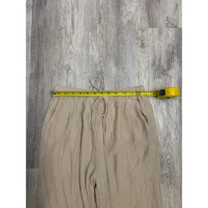 Abercrombie & Fitch Tan Crinkle Textured Wide Leg Drawstring Pants Small thumbnail 6