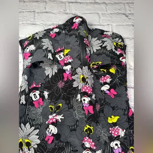 Disney Minnie Mouse Scrub Top‎ Womens size XS black & pink color thumbnail 5