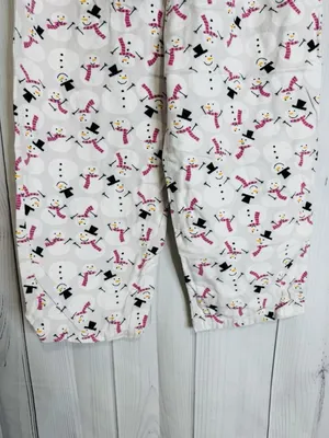 Charter Club Intimates Fleece Pajama Set Sz L White Pink Snowman Pockets thumbnail 10
