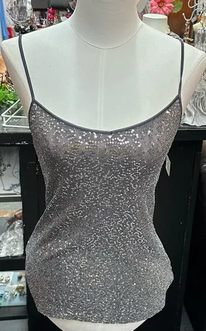 Express sz XS silver sequin top thumbnail 1