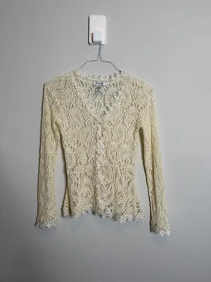 Cream Lace long sleeve Bohemian Chic Shirt thumbnail 3