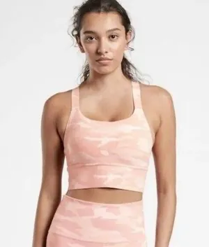 ATHLETA Pink Camo Warrior Longline Sports Bra Size Medium thumbnail 1
