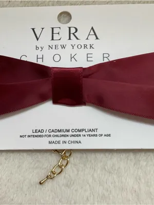Vera by New York Satin Burgundy Bow Choker thumbnail 2