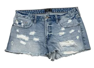 WOMENS Abercrombie & Fitch Harper Low Rise Denim Distressed Jean Shorts Size 10 thumbnail 1