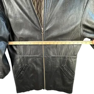 Wilsons Leather Hooded Leather Coat‎ Full Zip Pockets Black Size M Capsule READ thumbnail 10