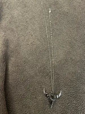 Women's Black Crystal Bull Skull Pendant Necklace thumbnail 2