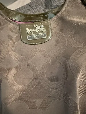 Coach Signature Shoulder Bag in Brown and Dark Olive Trim thumbnail 14