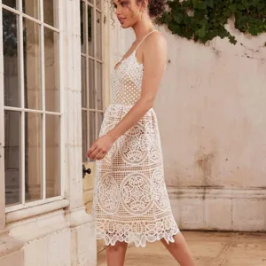 Two Sisters Annabelle Sleevess Lace V Neck Midi Dress White Size XS NWT thumbnail 2