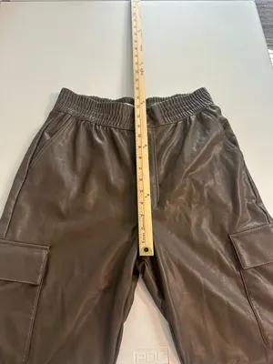 Abercrombie & Fitch Faux Brown Leather Cargo High Rise Jogger Pants Size L NWT thumbnail 6