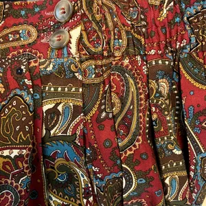 Vintage Orvis Maxi Skirt Pleated USA Whimsigoth Paisley Elastic Waist Red 10 28" thumbnail 2