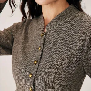 Rihoas Brown Button Pleated Mini Dress thumbnail 2