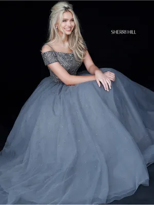Sherri Hill 51450 Dress Off Shoulder Beaded Bodice Tulle Skirt Ball Gown Size 6 thumbnail 16