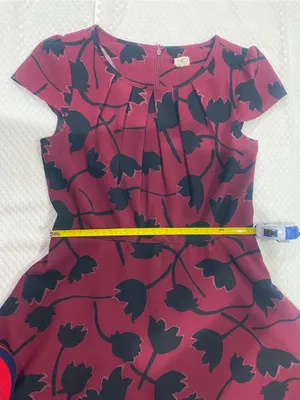 LOFT Burgundy Mini Dress with Black Floral Print thumbnail 4