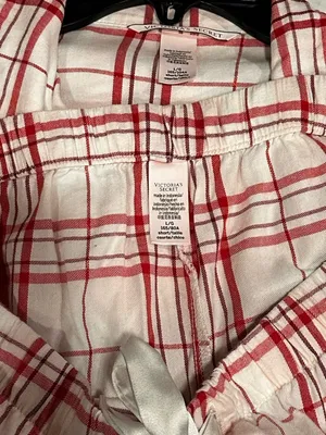 Victoria’s Secret Flannel Pajamas Peppermint Plaid Pink Red Large 2pc Pant Set thumbnail 11