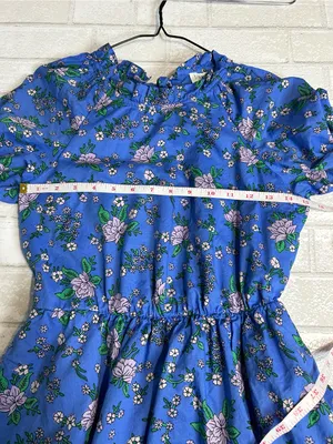 JCrew Factory Blue Floral Tie-Back Floral Dress Size 2 vacation resort wear thumbnail 7