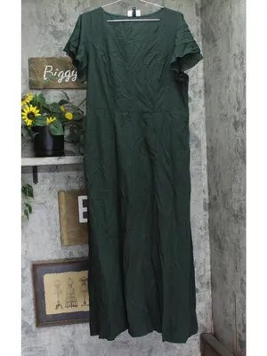 NWT Universal Thread Womens Flutter Short Sleeve Maxi A-Line Dress Dark Green XL thumbnail 2