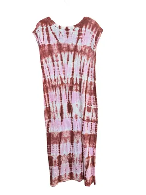 UNIVERSAL THREAD Tie-Dye Scoop Neck Maxi Dress S 18” p2p White/Pink/Copper NWOT thumbnail 8