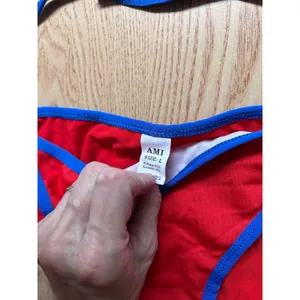 B45 New Womens AMI Sexy 2Pc Red Blue String Bikini Set Cheeky size Large thumbnail 4
