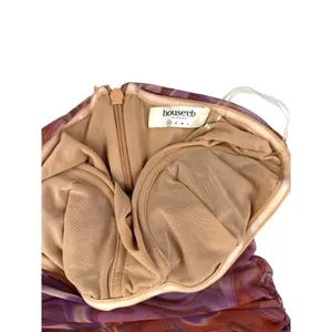 House of CB - Sasha Swirl Strapless Ruched Midi Dress in Purple and Orange thumbnail 2