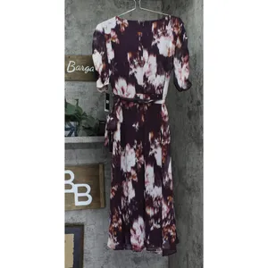 DKNY Womens Printed Surplice-Neck Tie-Waist Dress DD4FI786 Raisin Purple Multi 8 thumbnail 2