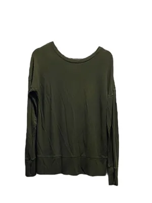 Athleta Chakra Backless Sweatshirt Olive Green Size M Yoga Gym Workout Lounge thumbnail 3