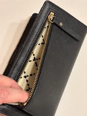 Kate Spade Black Wallet 4” x 7” cardholder, pockets. Coin holder/ ID window thumbnail 10