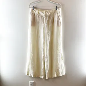 London Jean The Marisa 100% Linen Mid Rise Wide Leg Trouser Pants Cream Ivory 12 thumbnail 3