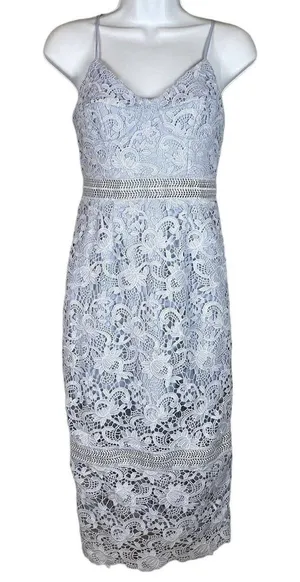 Bardot Womens Clementine Pencil Midi Dress Size 4 XS Pale‎ Blue Lace Underwire thumbnail 1