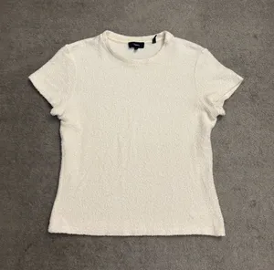 Theory Knit Boucle Short Sleeve Tee Sweater Ivory Women’s thumbnail 1