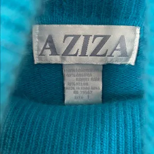 Vintage Aziza Argyle Lambswool Angora Sweater‎ Turtleneck Oversized thumbnail 3