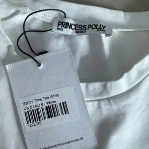 Princess Polly Martini Time Graphic Baby Tee White Size US 2 thumbnail 3